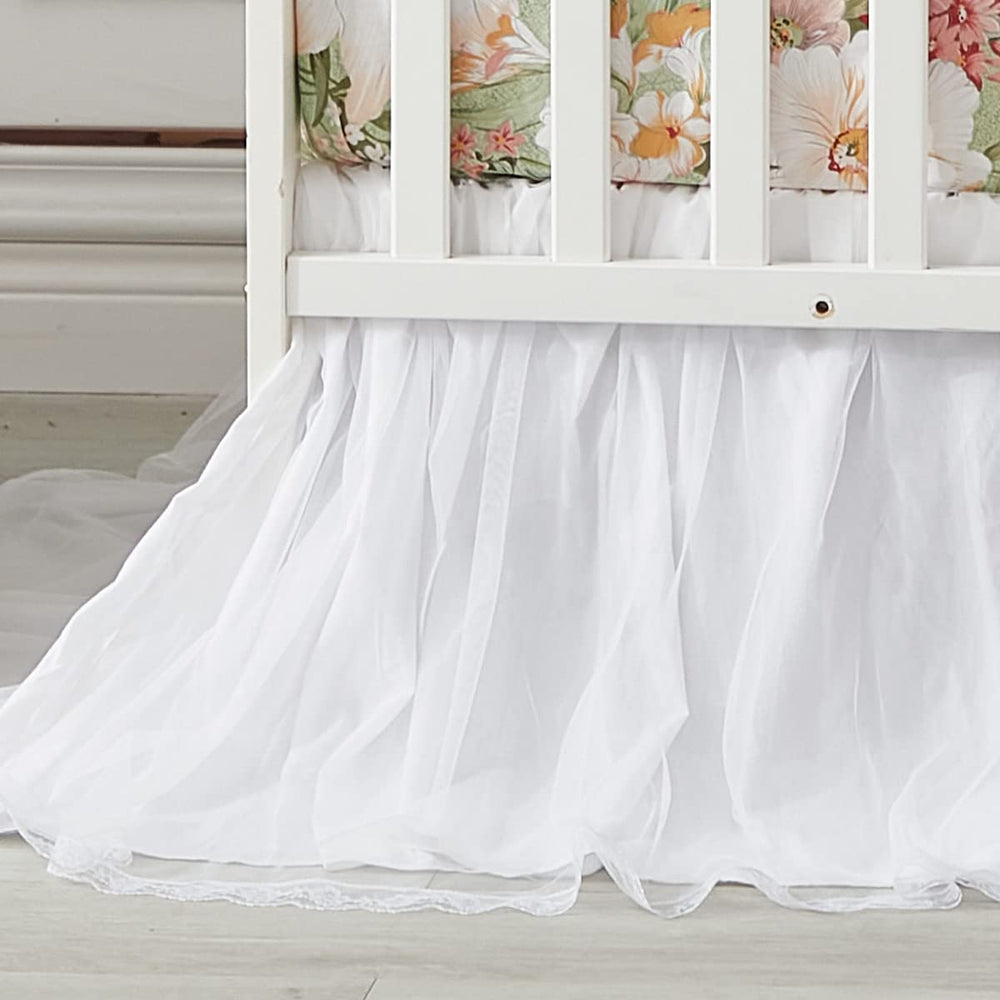 Brandream double-layer cotton bedskirt with lace complements crib and toddler bed decor.