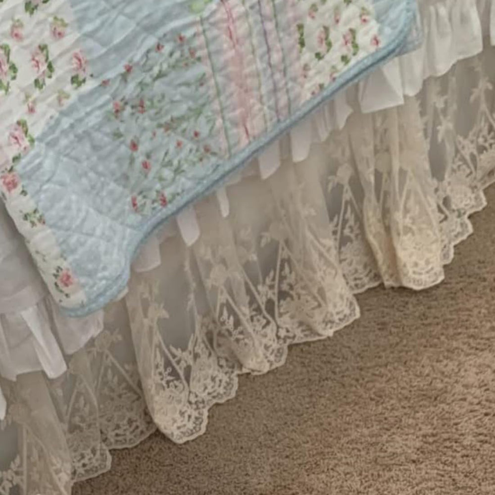 Brandream dust ruffle lace detail emphasizes delicate accent for nursery elegance