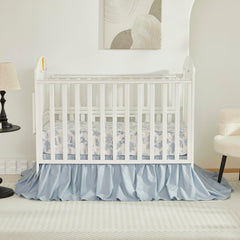 Brandream dust ruffle light blue, 4-sided close-up highlighting crisp cotton texture