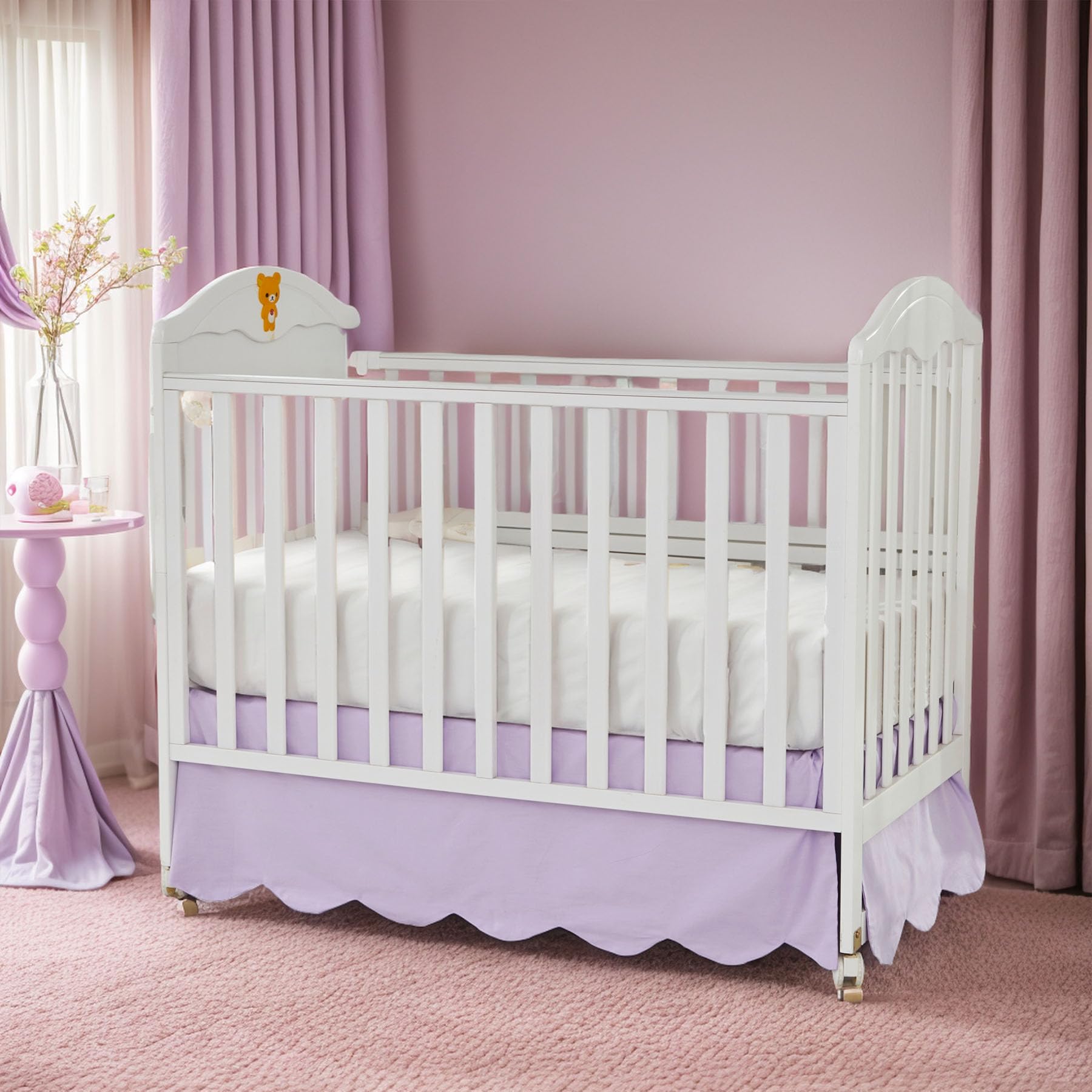 Brandream easy care crib skirt suitable for machine washing and quick drying.
