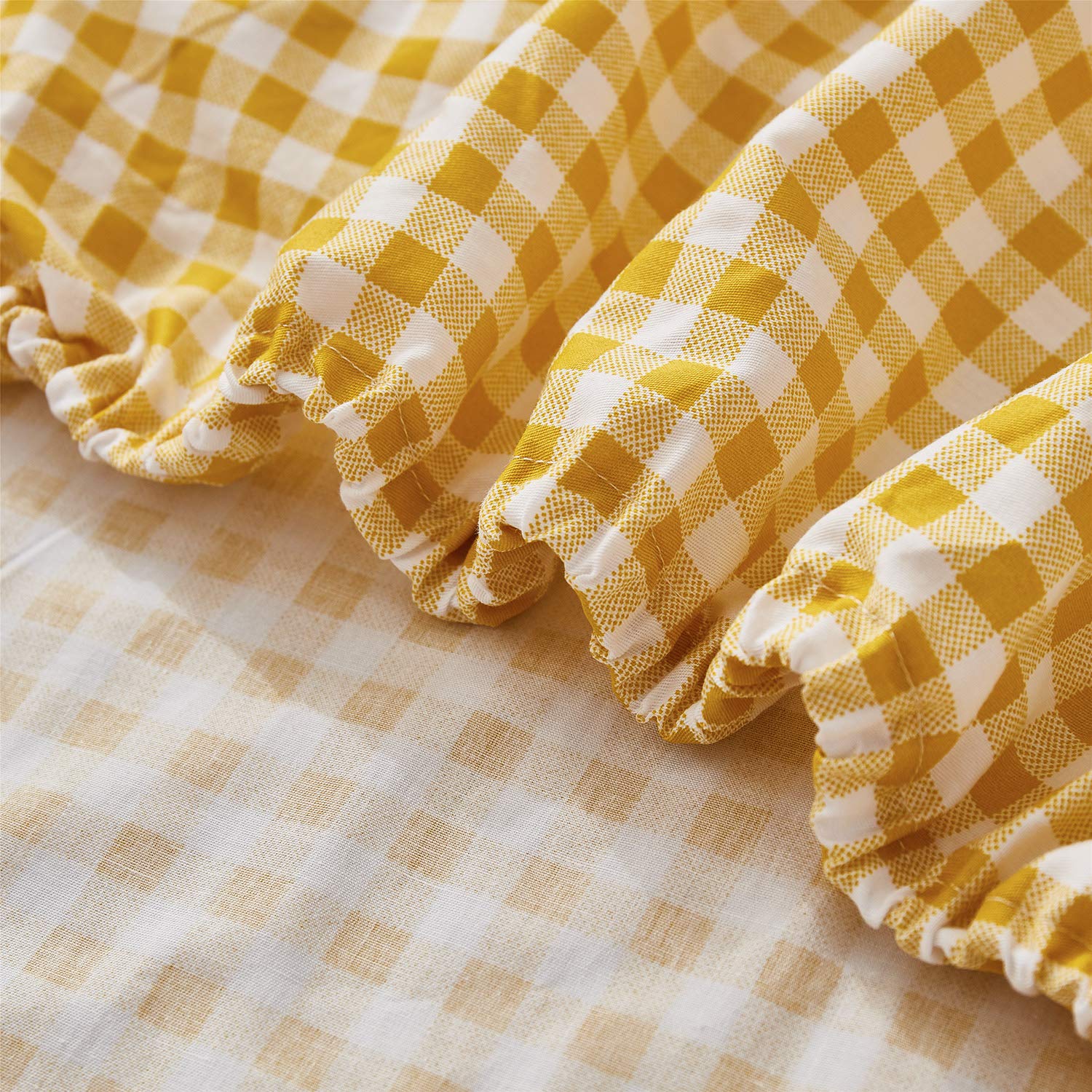 Brandream fitted crib sheet yellow plaid with full bottom-edge elastic for secure fit