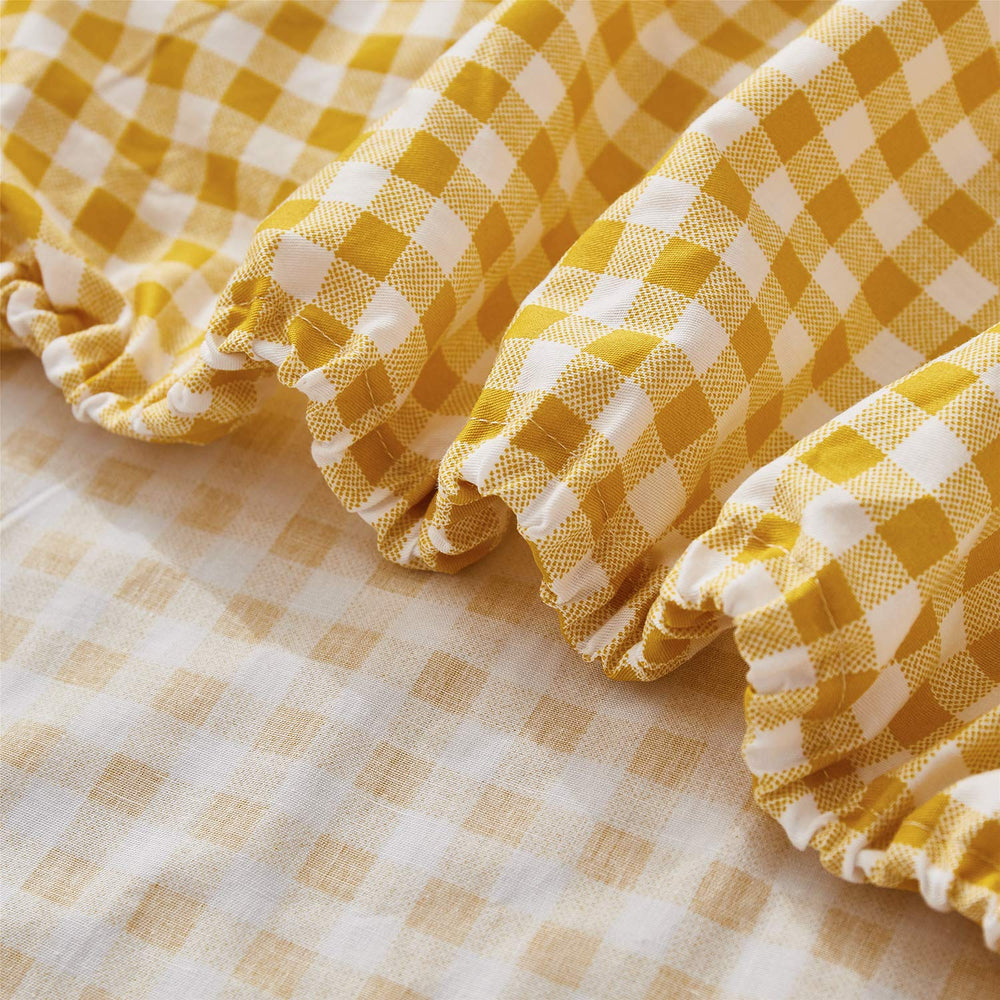 Brandream fitted crib sheet yellow plaid with full bottom-edge elastic for secure fit