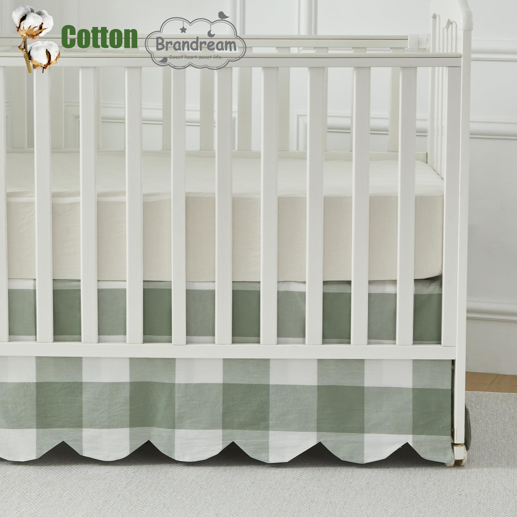 Brandream four-sided pleated crib skirt delivers a polished, durable finish.