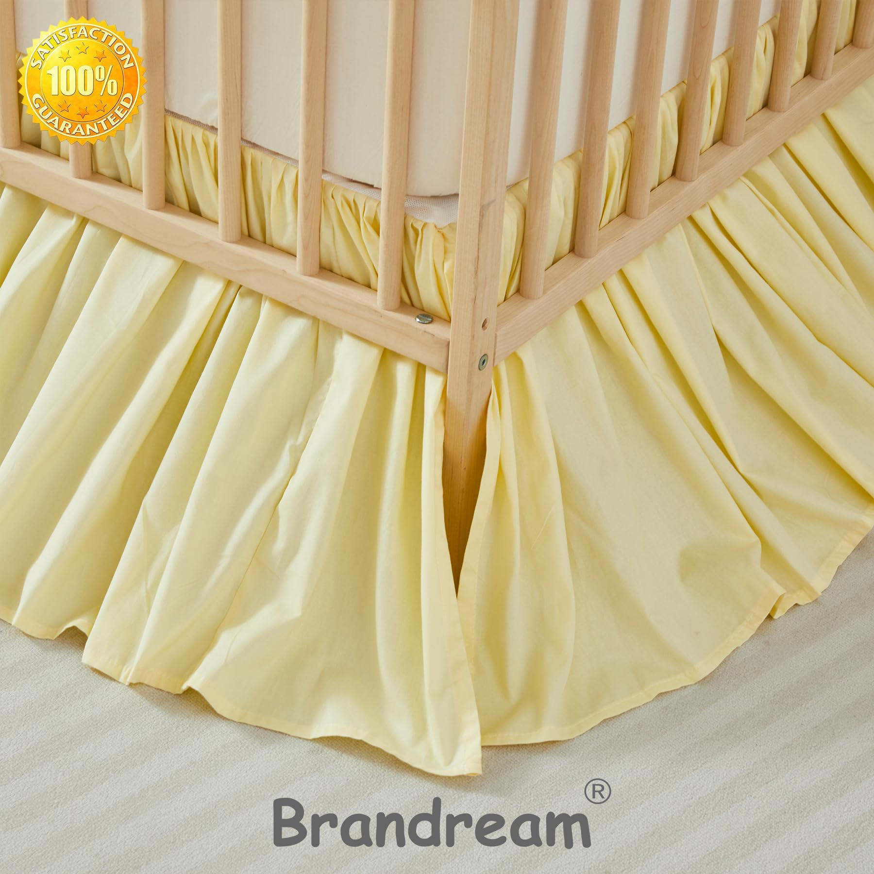 Brandream Gathered Crib Skirt close-up with gathered ruffle and cotton texture