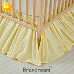 Brandream Gathered Crib Skirt close-up with gathered ruffle and cotton texture