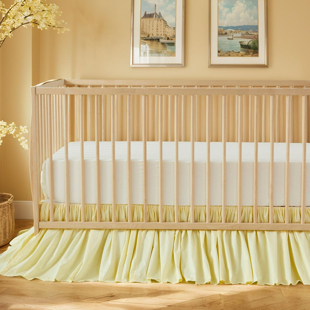 Brandream Gathered Crib Skirt in a pastel nursery setting for soft decor