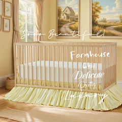 Brandream Gathered Crib Skirt side view shows 4-sided drop for snug crib fit