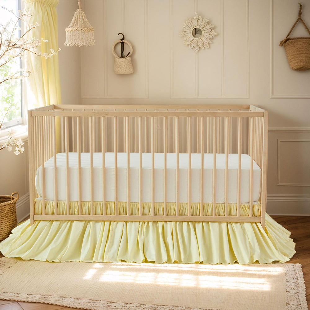 Brandream Gathered Crib Skirt on toddler bed demonstrates extended nursery use