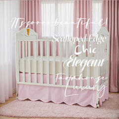 Brandream gingham pink crib skirt full view complements nursery styling.
