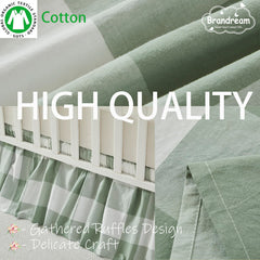 Brandream crib skirt displayed on a standard crib demonstrates full coverage.