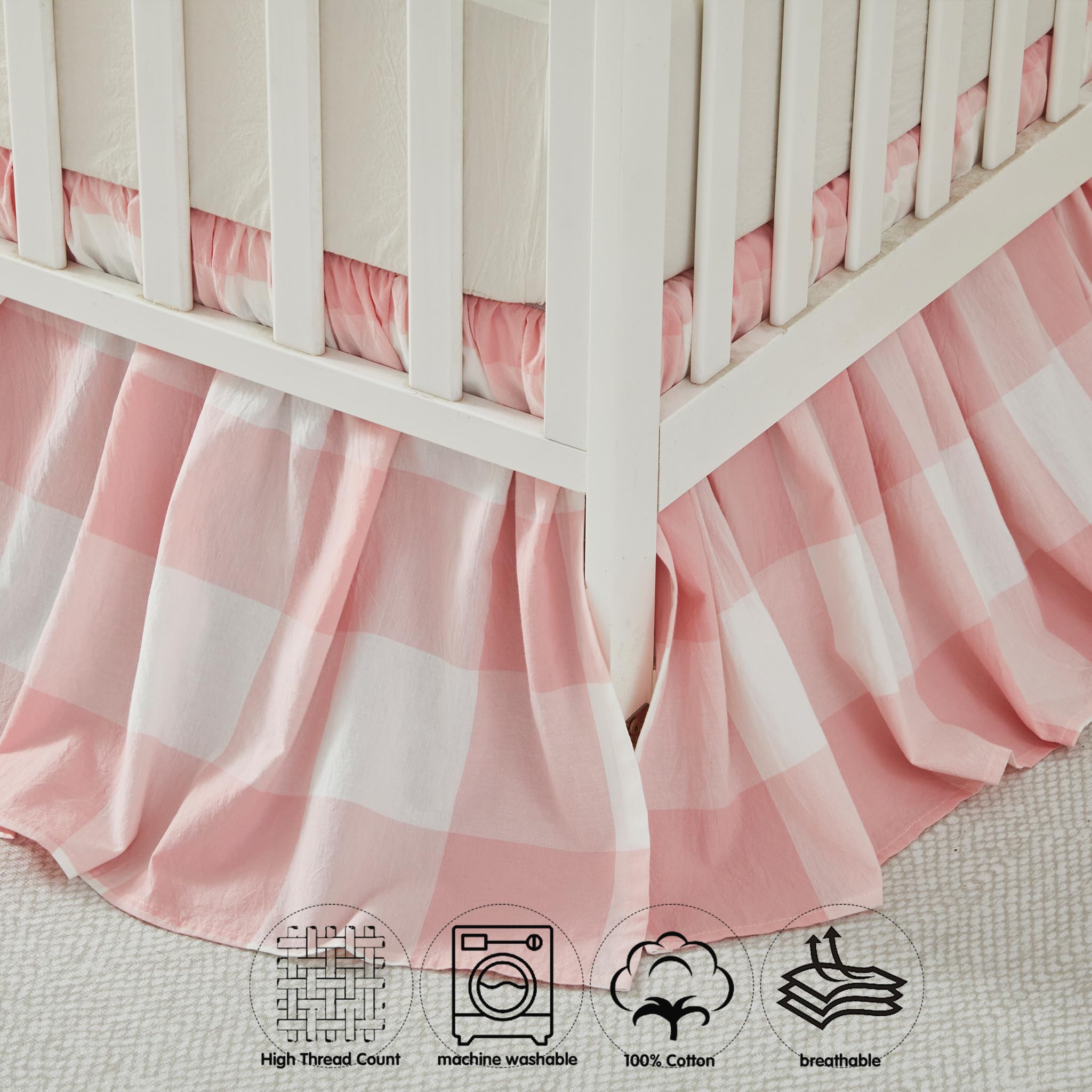 Brandream Gingham pattern complements farmhouse nursery decor beautifully.