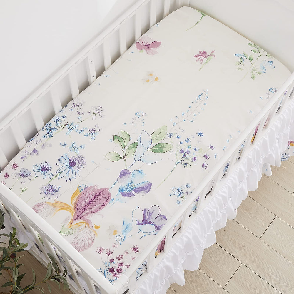 Brandream girls floral nursery skirt detail showcases elegant trim and farmhouse charm.