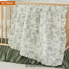 Brandream green toile nursery decor scene shows timeless French country charm.