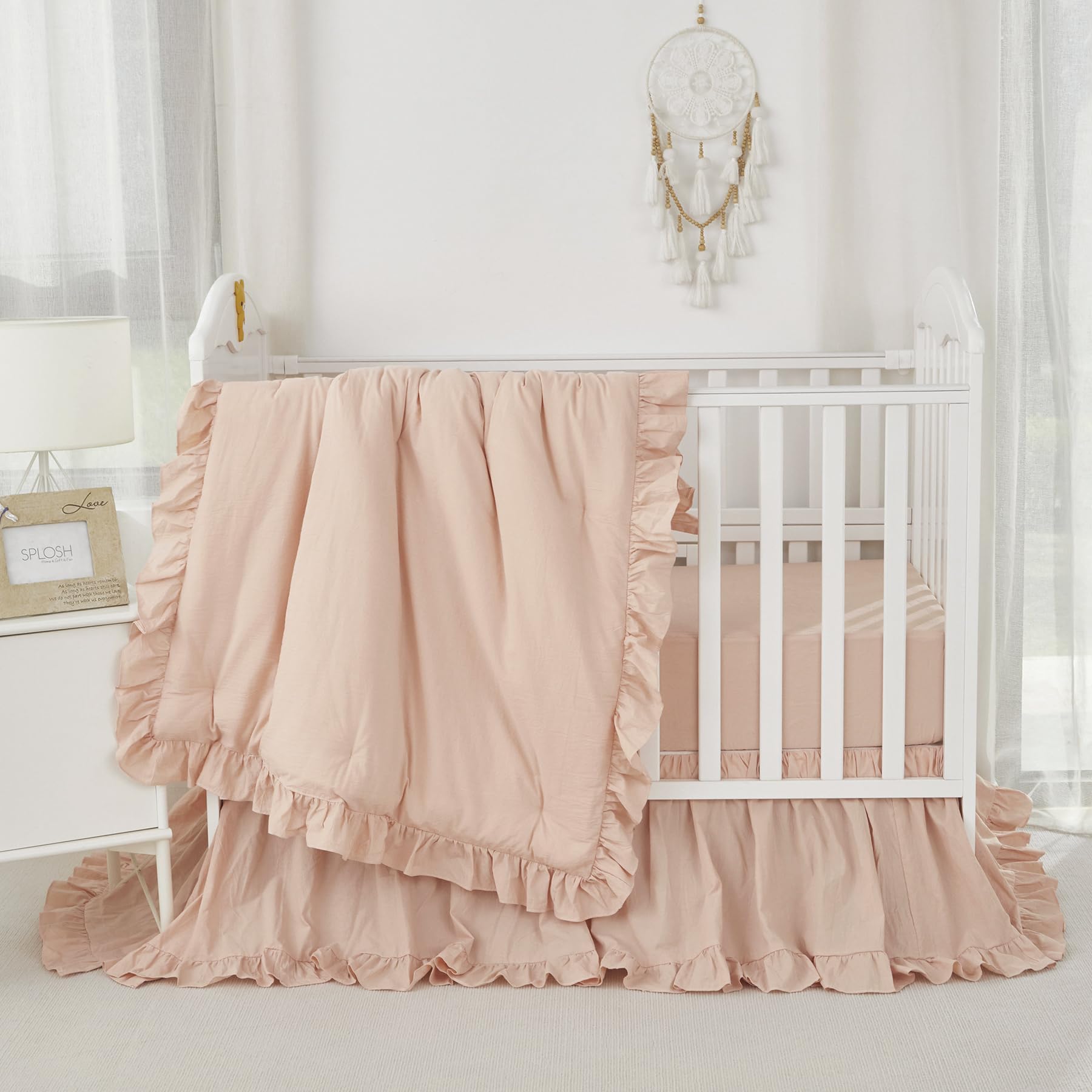 Brandream nursery boho chic decor in blush enhances a cozy, stylish nursery.