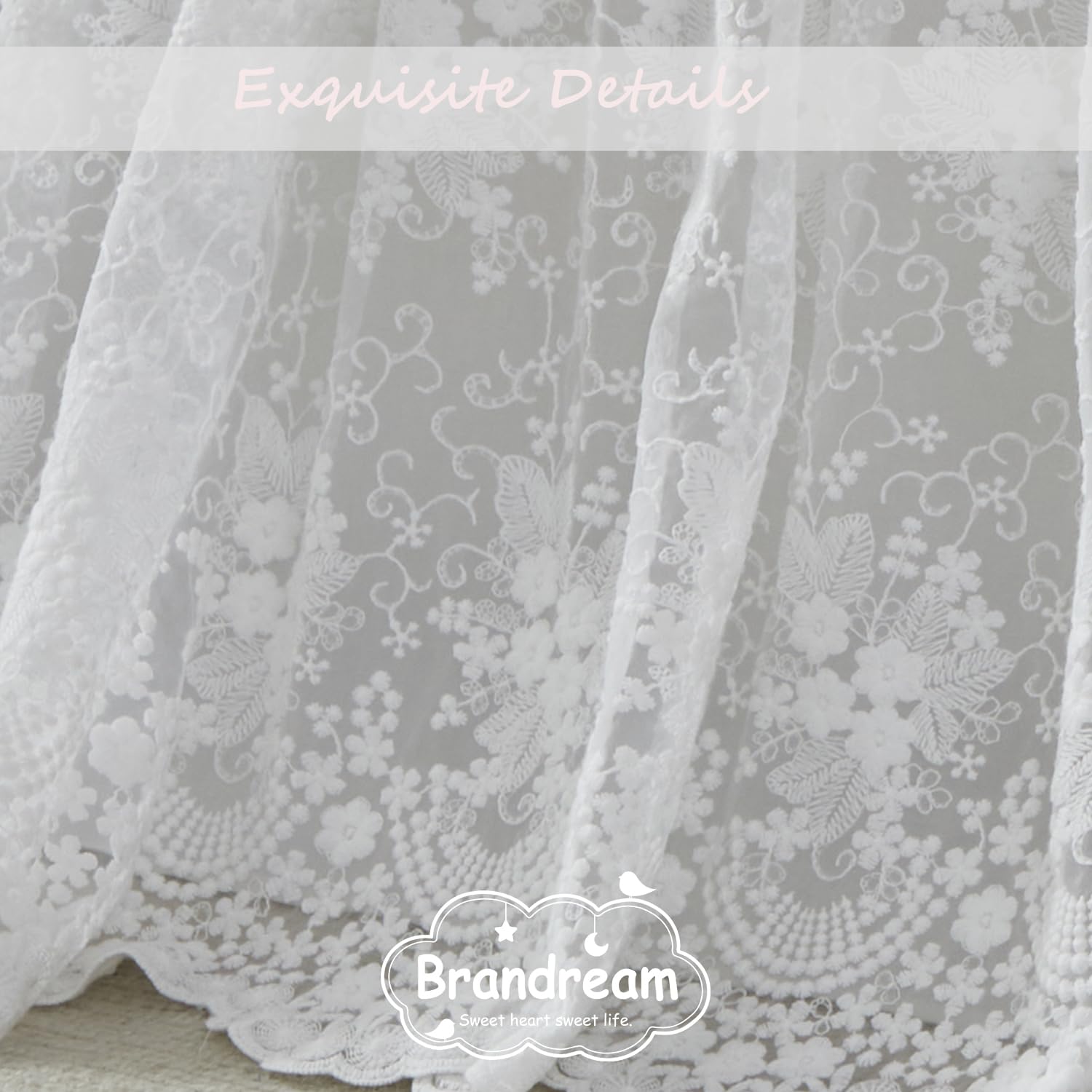 Brandream nursery decor scene in cream tones with lace ruffle for a calm backdrop