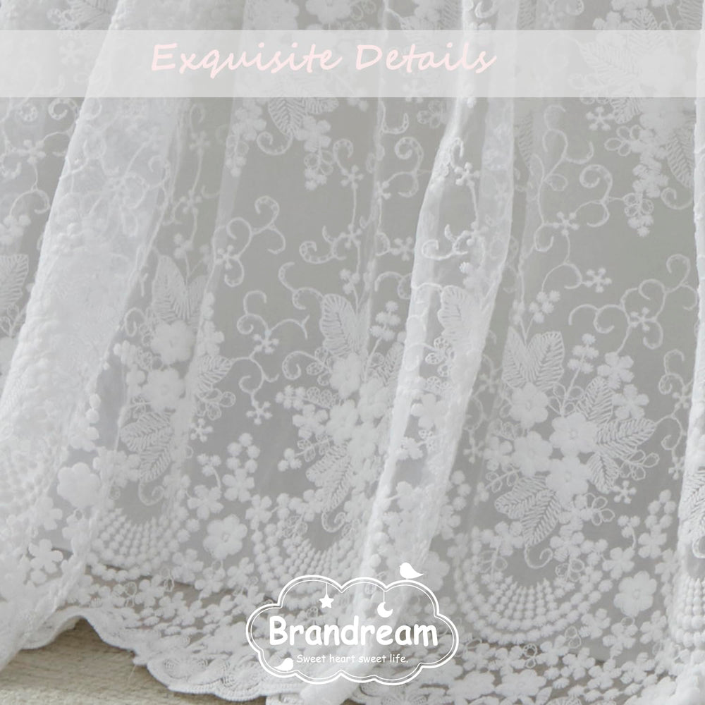 Brandream nursery decor scene in cream tones with lace ruffle for a calm backdrop