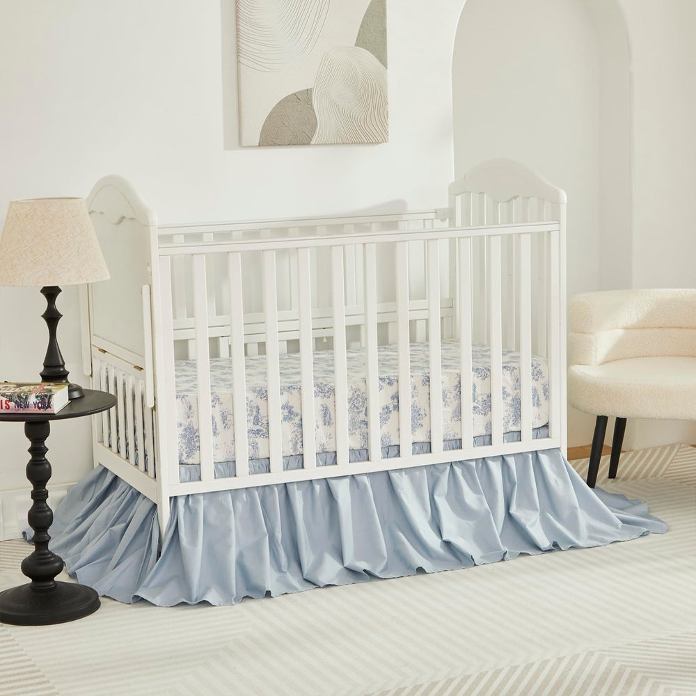 Brandream percale cotton crib skirt close-up, shows smooth breathable fabric