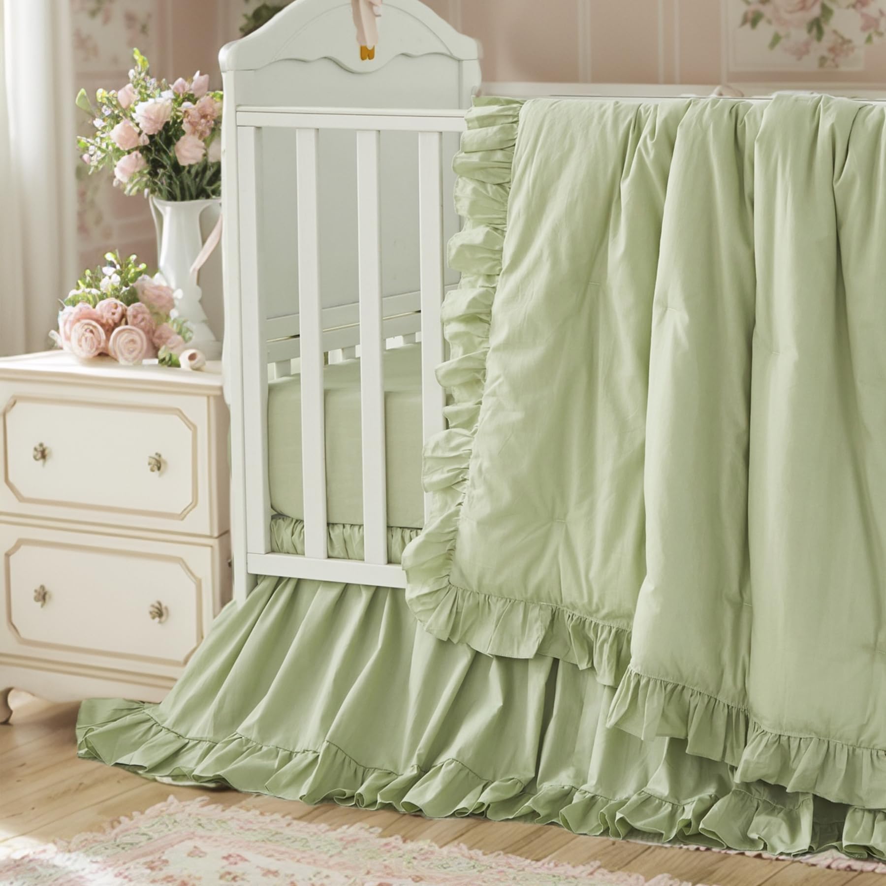 Brandream percale cotton crib sheet 52x28 with 10 inch pocket for snug fit