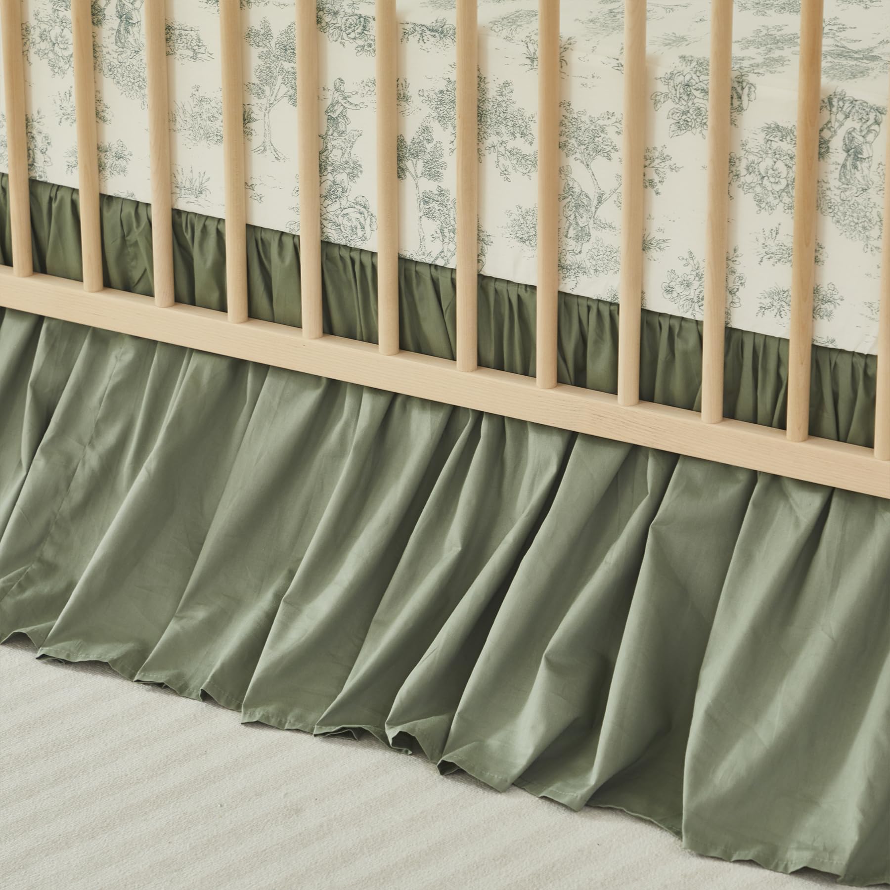 Brandream room ambience shot conveys serene French country vibes for baby sleep.
