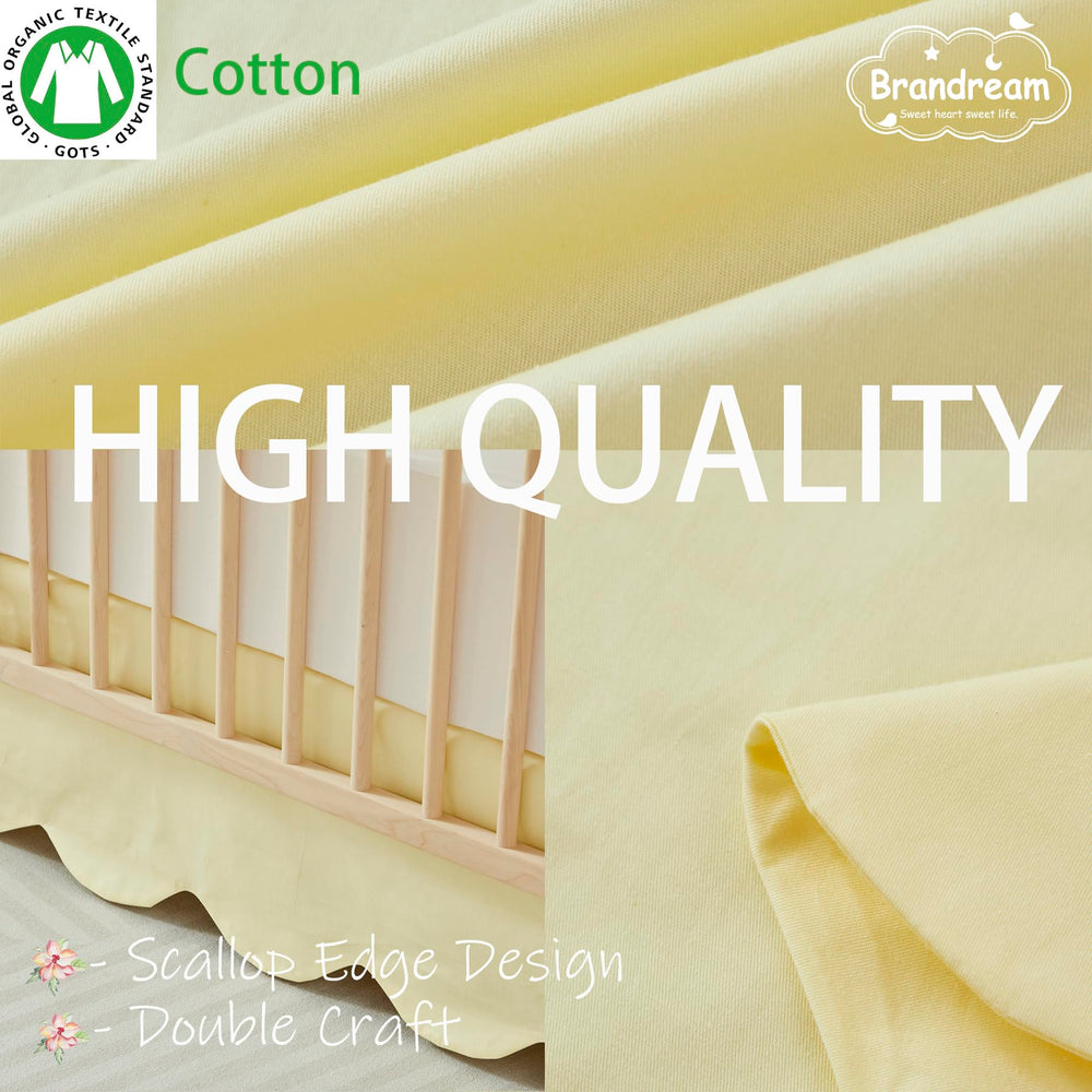 Brandream cotton crib skirt closeup shows durable weave and clean finish.