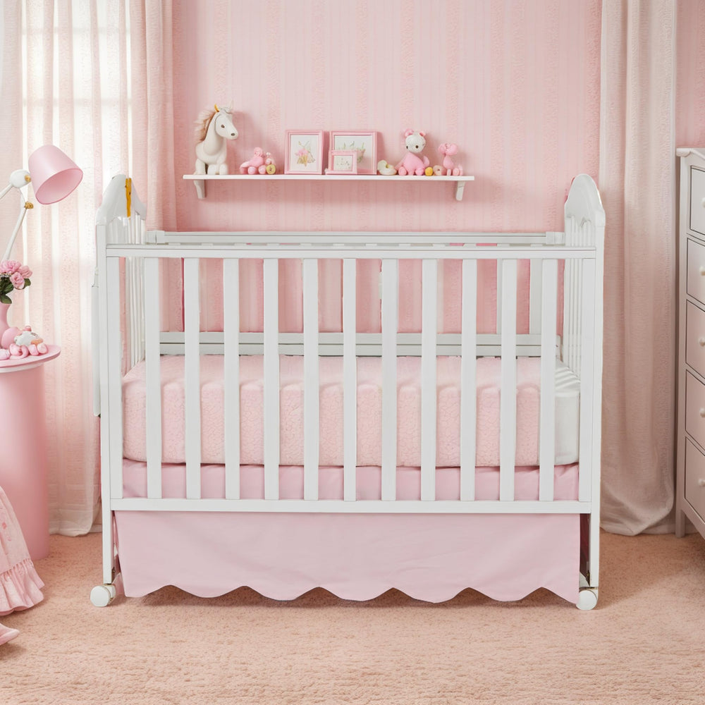 Brandream scallop edge crib skirt four-sided drop ideal for full crib coverage.