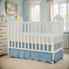 Brandream scallop edge crib skirt closeup stitching showcases refined cotton craftsmanship