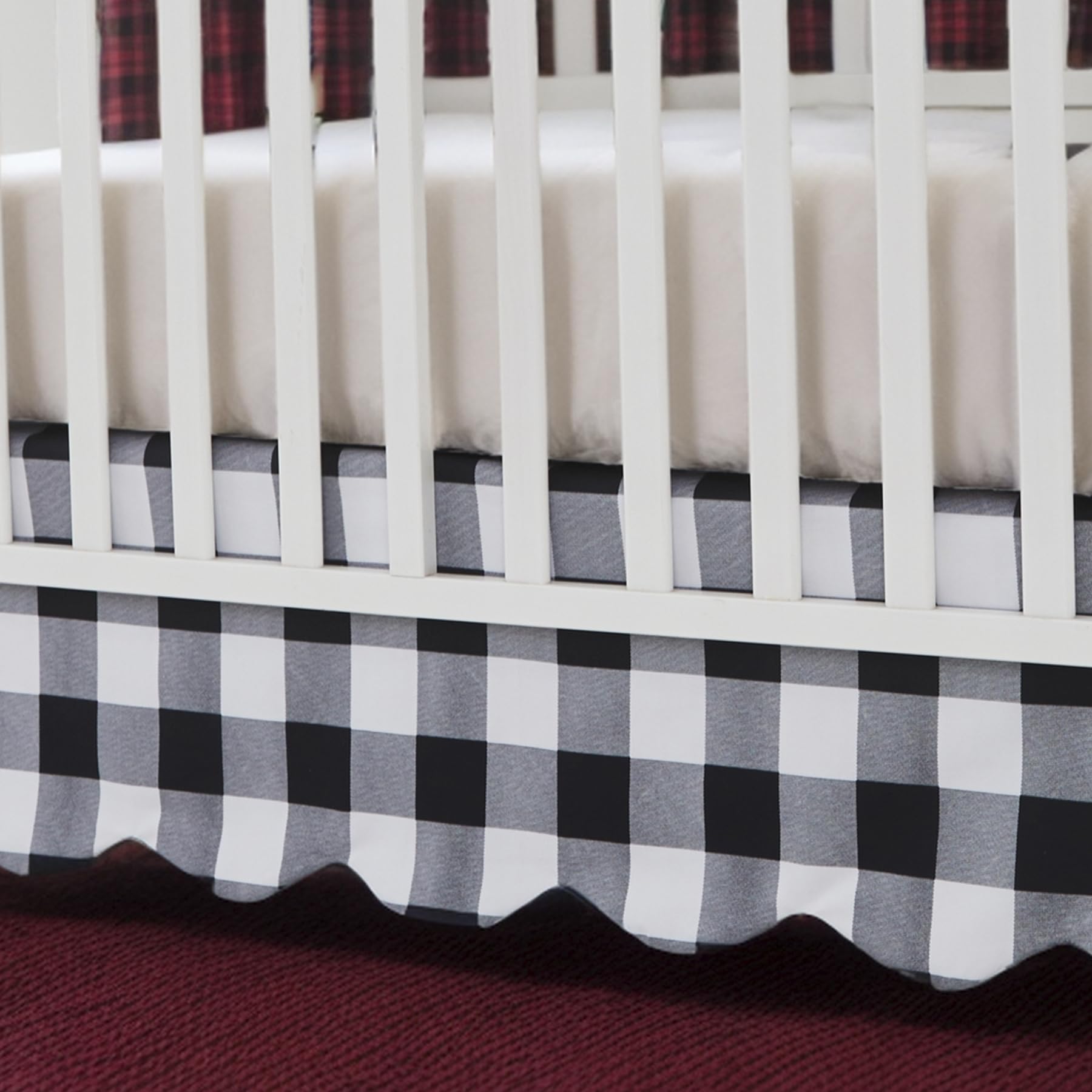 Brandream Scallop Edge Crib Skirt close-up showing elegant scallop edge for a polished nursery look