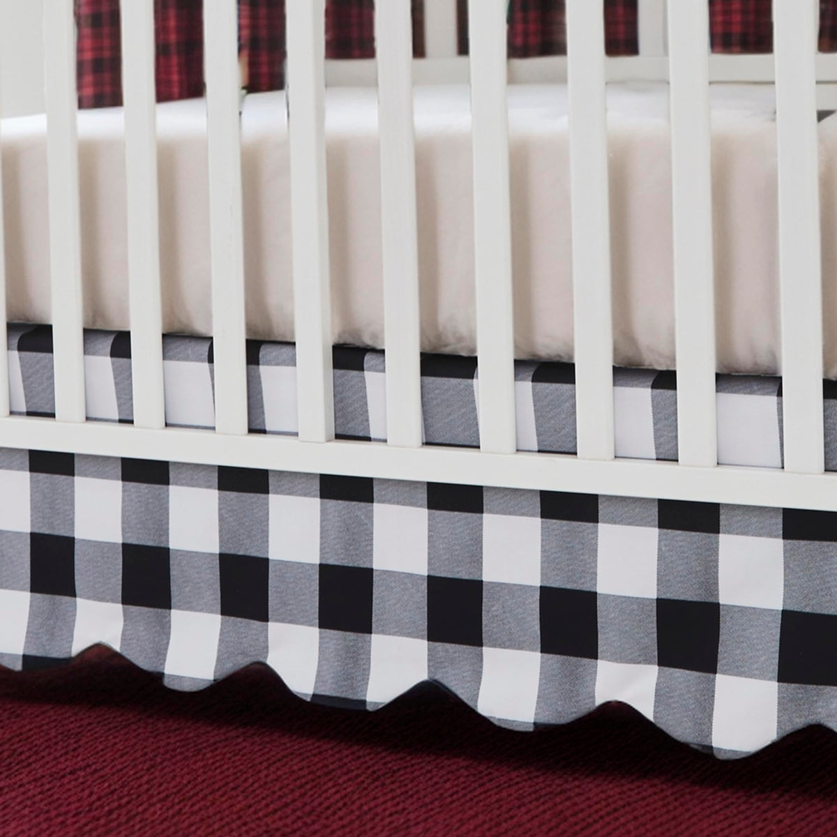 Brandream Scallop Edge Crib Skirt close-up showing elegant scallop edge for a polished nursery look