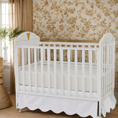 Brandream scallop edge crib skirt closeup showing soft cotton and craftsmanship.