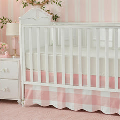 Brandream scallop-edge crib skirt closeup highlighting elegant edge detail for nursery decor.