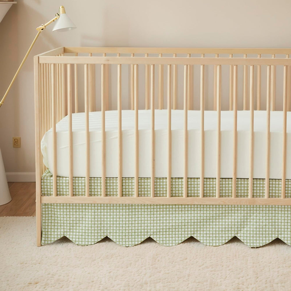 Brandream scallop edge crib skirt in cotton for a cozy nursery.