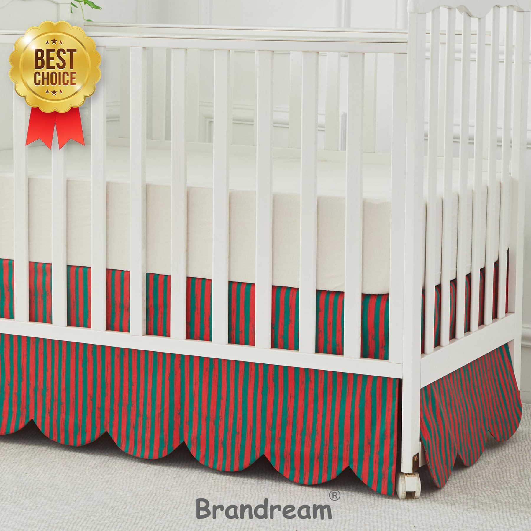 Brandream scallop edge crib skirt detailing highlights the elegant scallop edge.