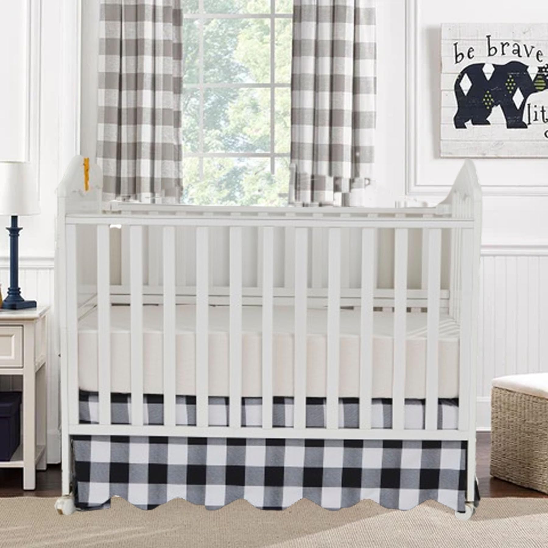 Brandream Scallop Edge Crib Skirt drapes smoothly under the crib for clean coverage