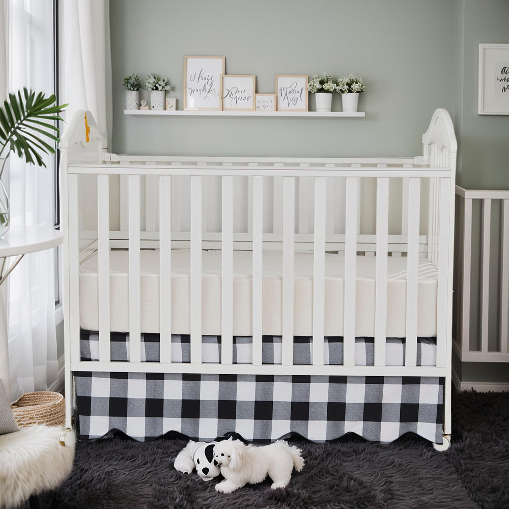 Brandream Scallop Edge Crib Skirt features durable double-stitching for lasting nursery use