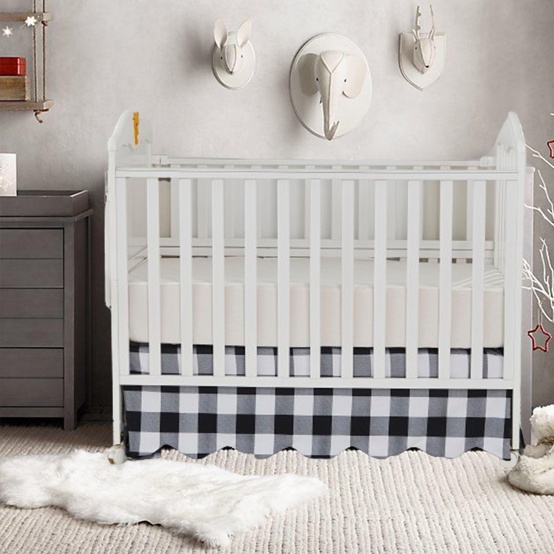 Brandream Scallop Edge Crib Skirt is easy-care and machine washable
