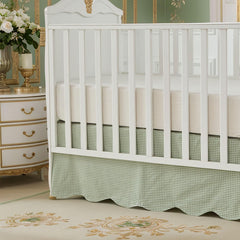 Brandream scallop-edge crib skirt four-sided drape fits standard cribs and toddler beds.