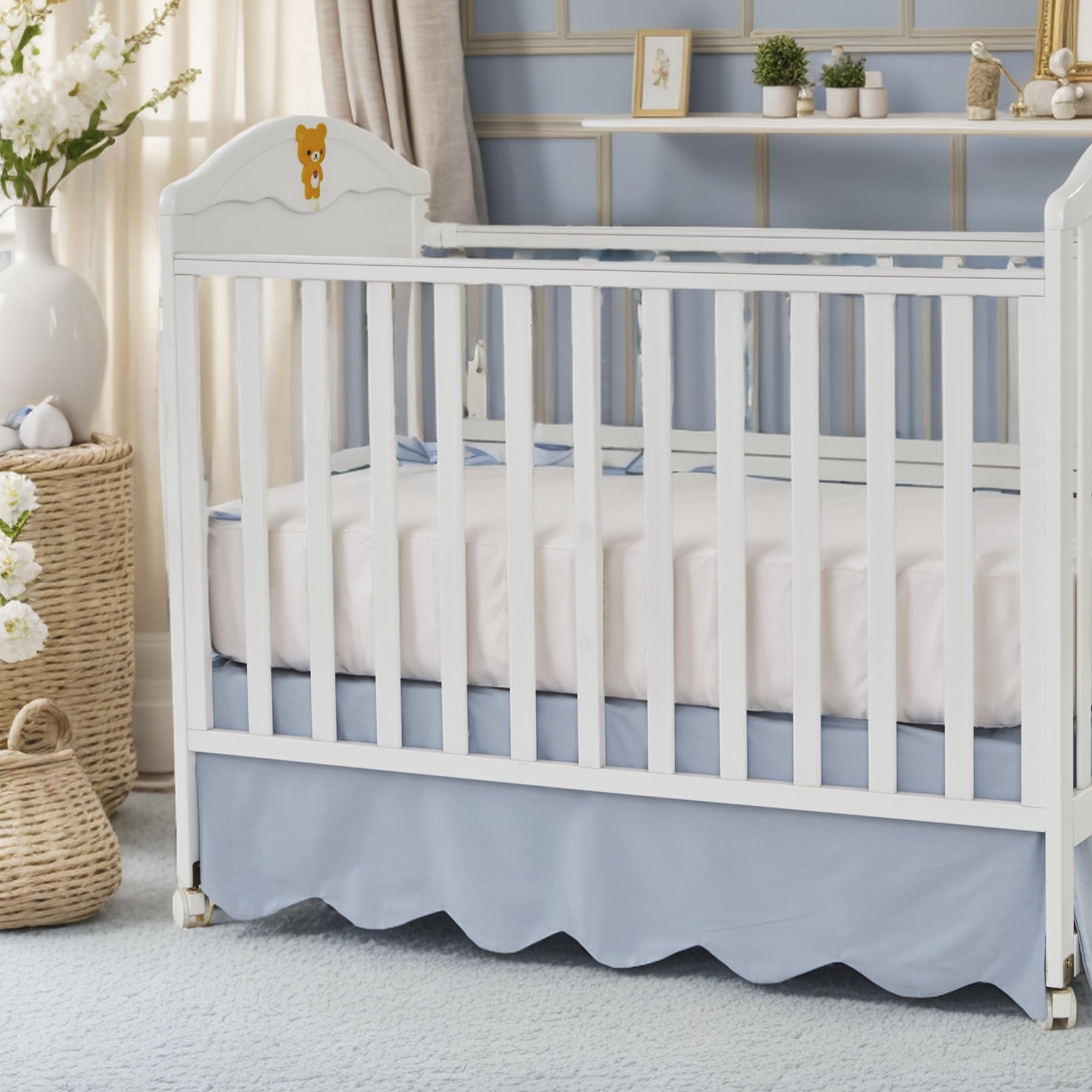 Brandream Scallop Edge Crib Skirt front view adds Boho chic nursery