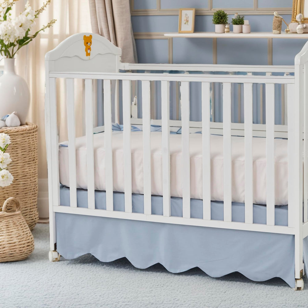 Brandream Scallop Edge Crib Skirt front view adds Boho chic nursery