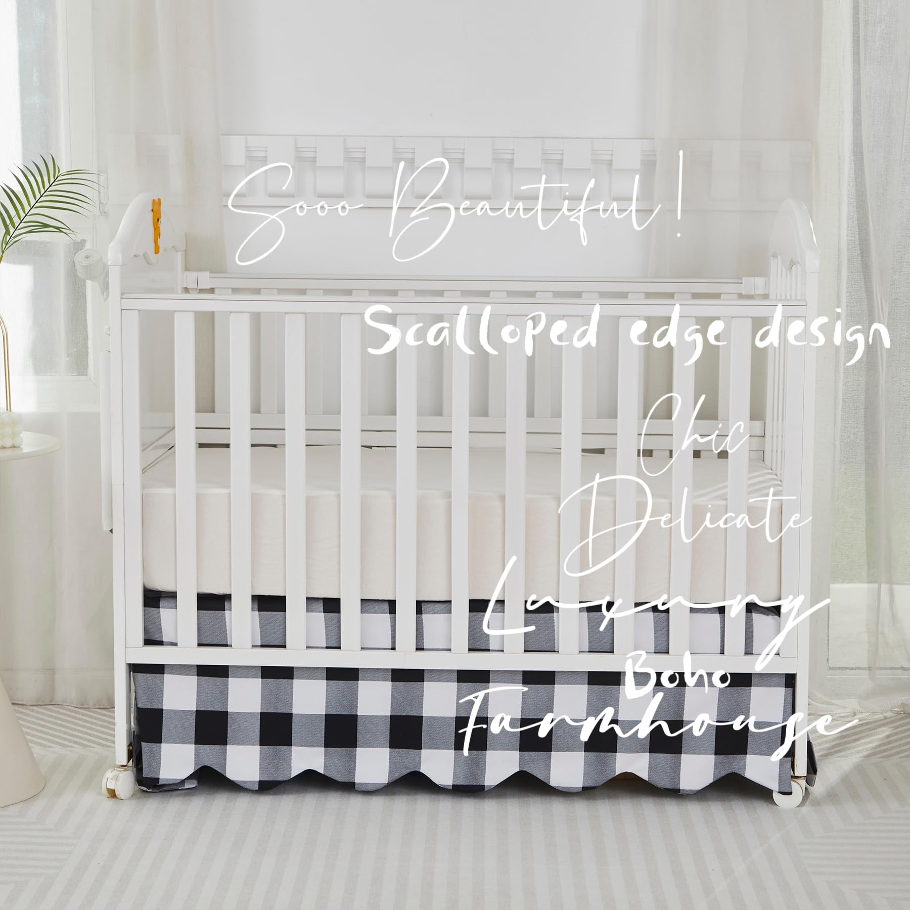 Brandream Scallop Edge Crib Skirt offers gender-neutral design for any nursery