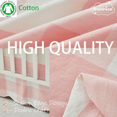 Brandream scallop-edge crib skirt light pink gingham adds soft, cozy charm.