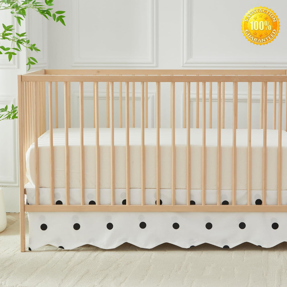 Brandream scallop edge crib skirt on a standard crib shows clean, complete bedline.