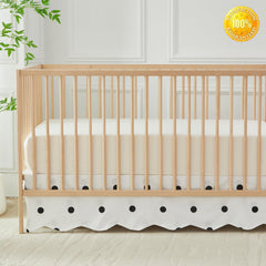 Brandream scallop edge crib skirt on a standard crib shows clean, complete bedline.