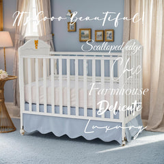 Brandream Scallop Edge Crib Skirt side drape demonstrates clean, easy crib-to-bed transition