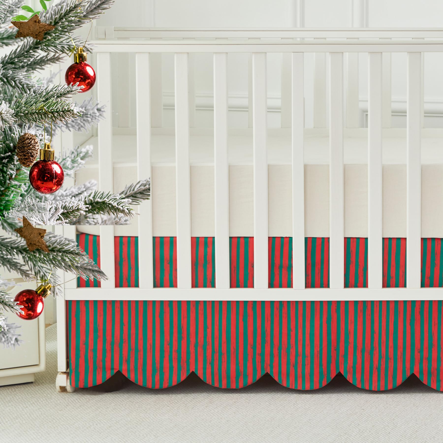 Brandream scallop edge crib skirt in smooth cotton for soft nursery comfort.