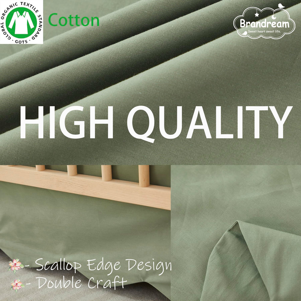 Brandream scallop edge crib skirt closeup texture indicates breathable cotton