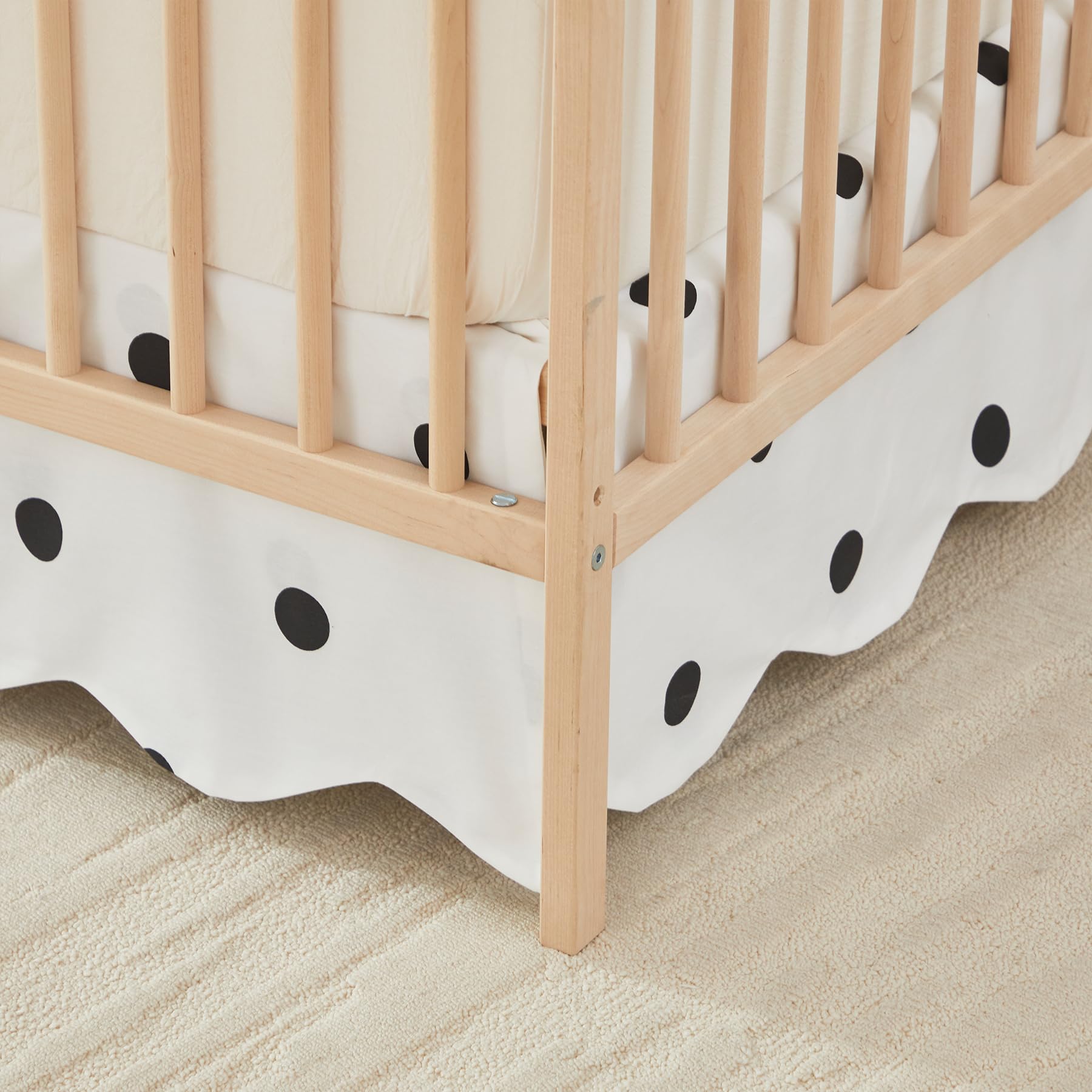 Brandream scallop edge crib skirt fits toddler beds with timeless charm.