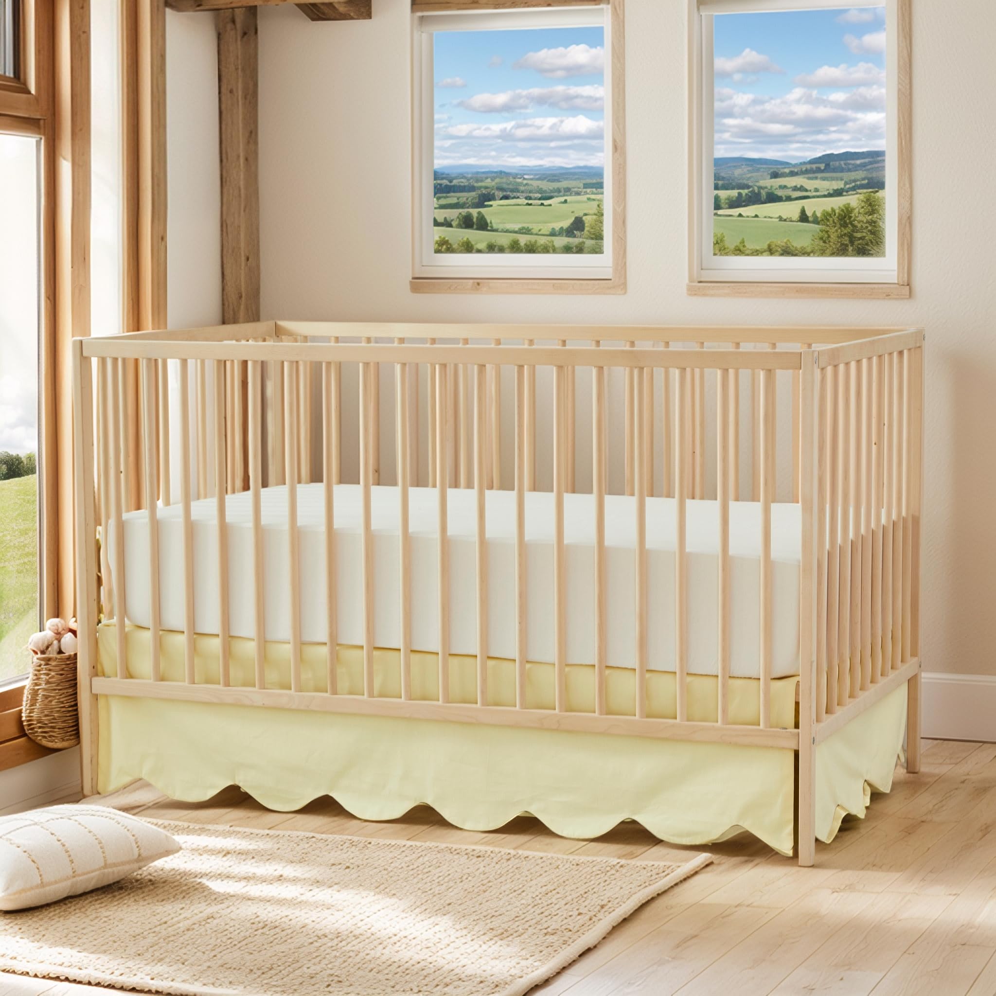 Brandream light yellow nursery decor with boho farmhouse appeal.