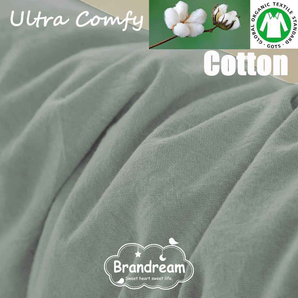 Brandream washed cotton fitted sheet in green provides breathable sleep base