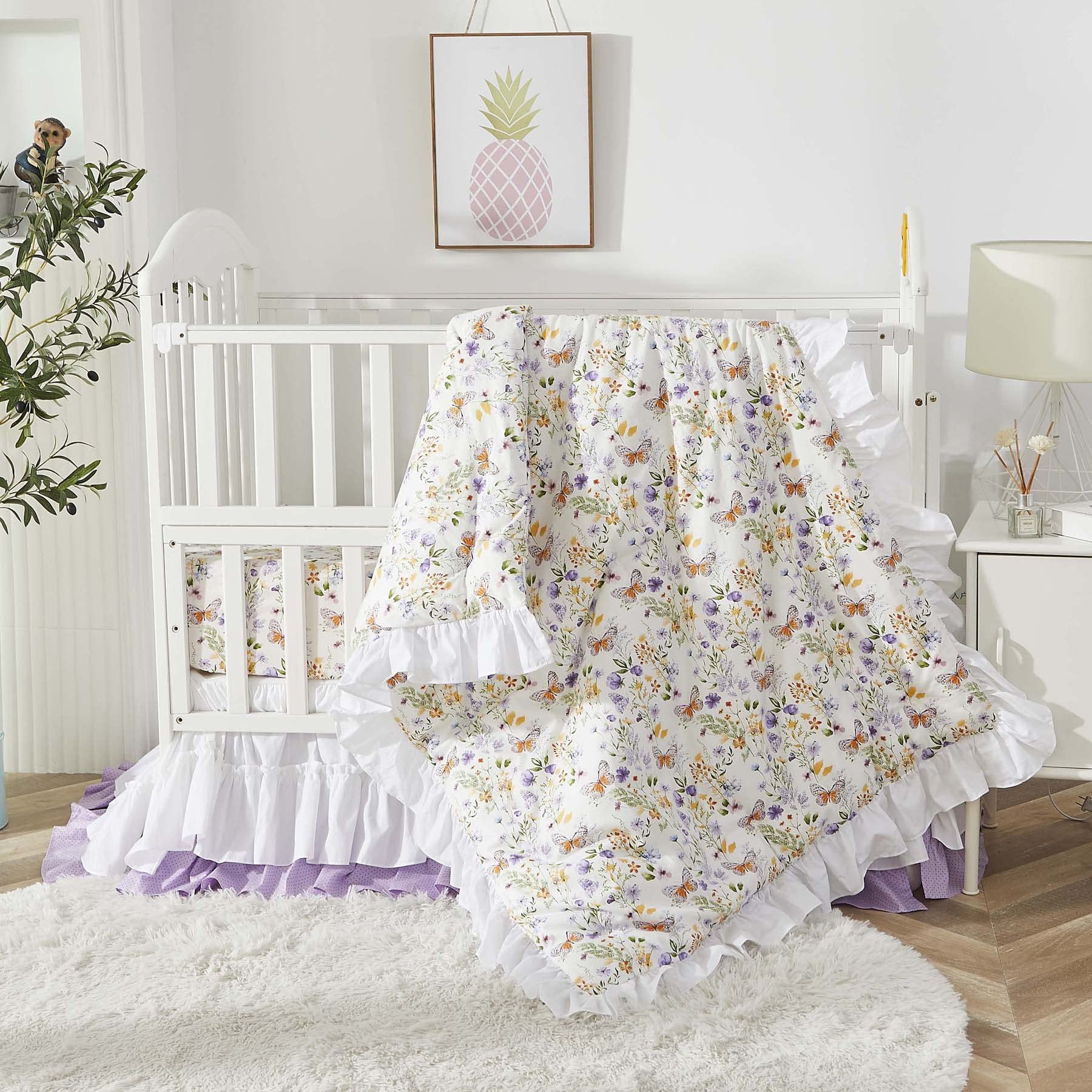 Brandream Wildflower bedding-set-front-view shows a cozy look for nursery styling.