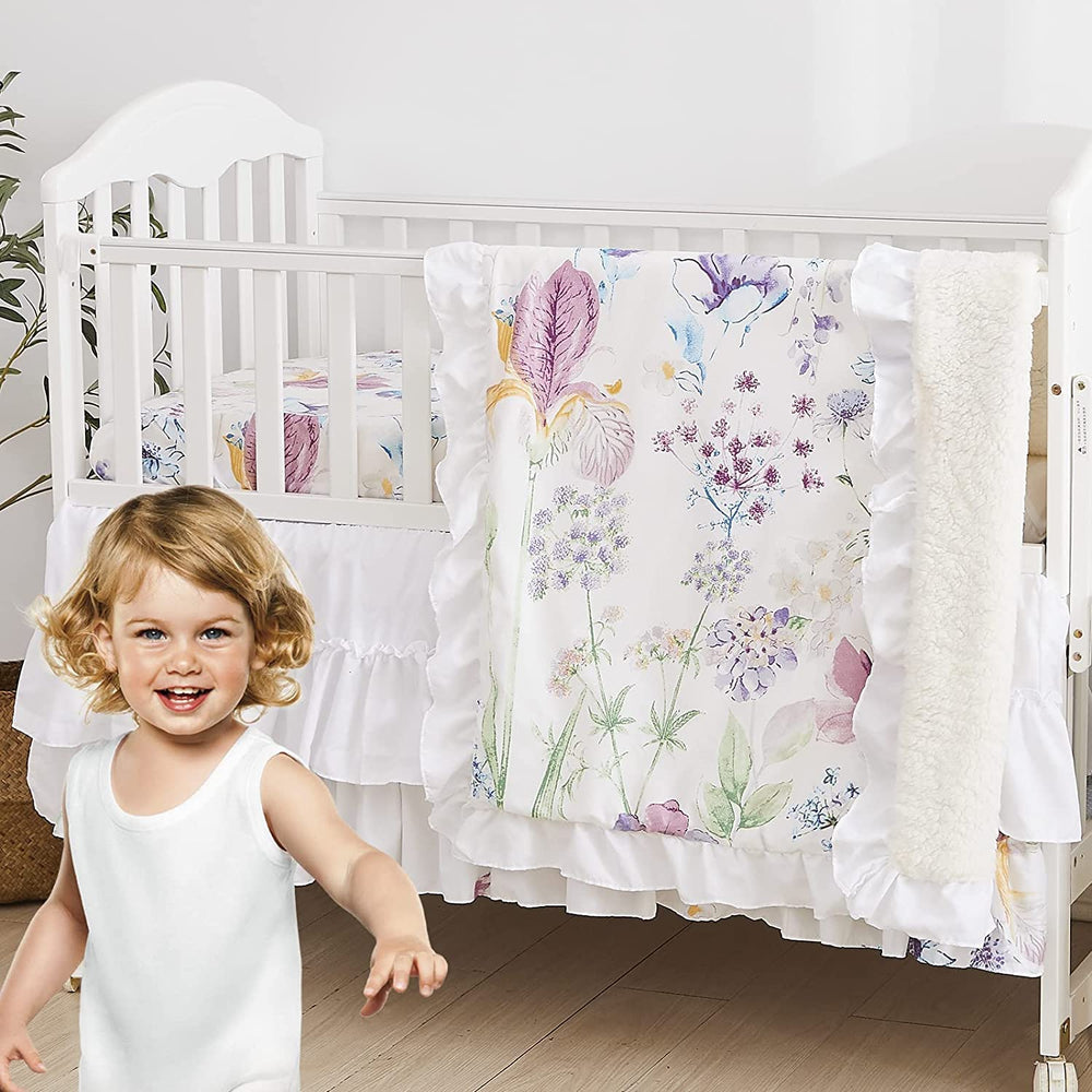 Brandream Wildflower Butterfly crib bedding blanket for cozy naps and bedtime.